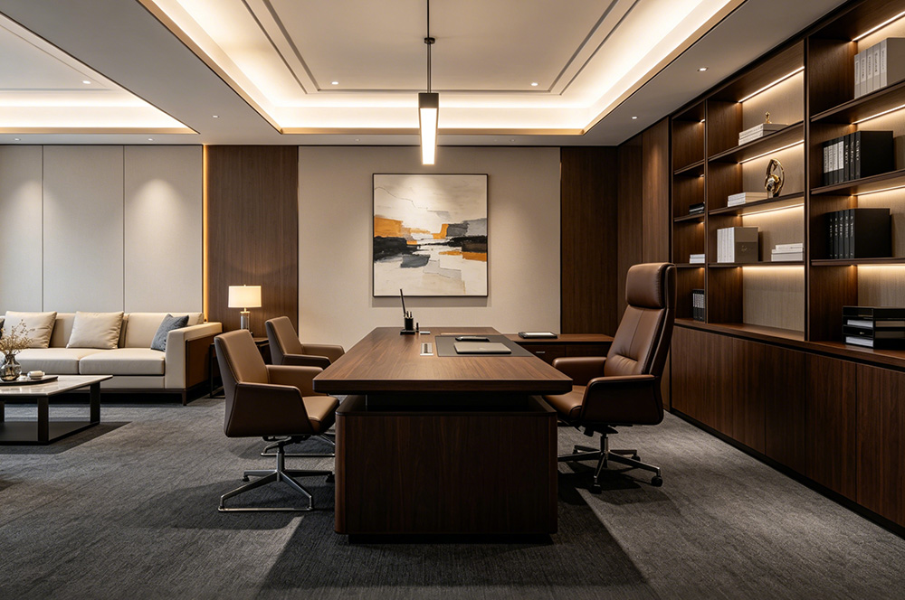 现代轻奢新中式风董事长办公室装修效果图