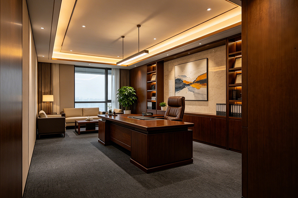 商务实用型董事长办公室装修效果图