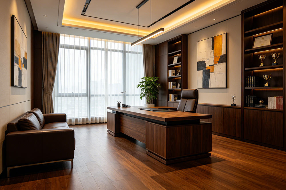 沉稳大气董事长办公室装修效果图