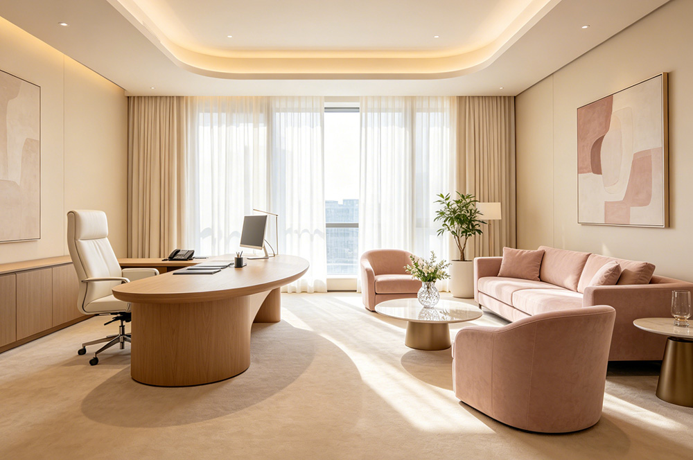 奶油风女总裁办公室装修效果图