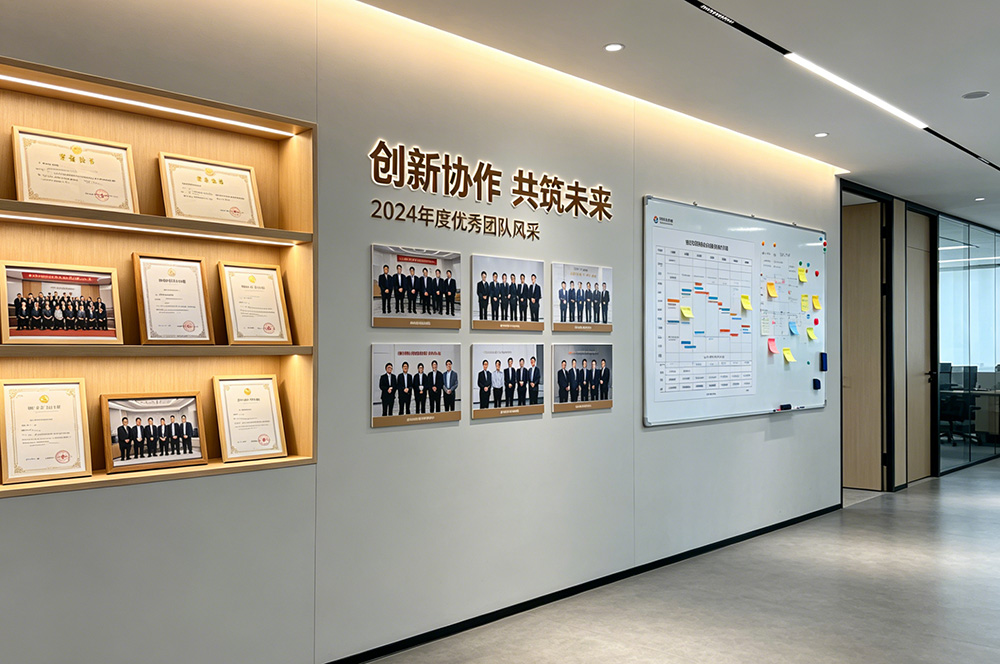 文化墙+荣誉墙+团队风采墙装修效果图
