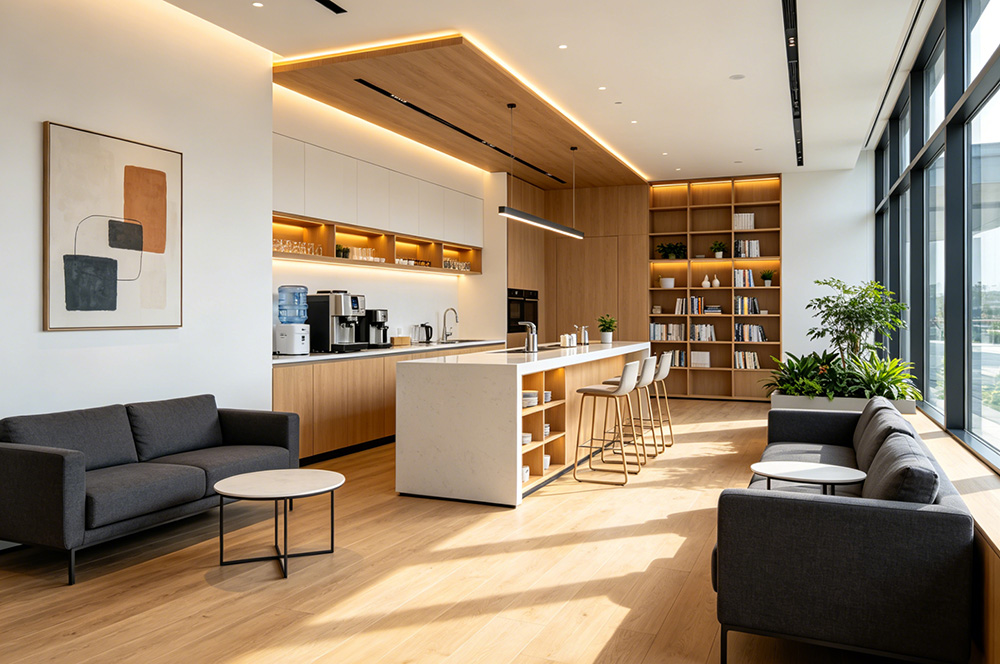 办公室阅读区+茶水间装修效果图
