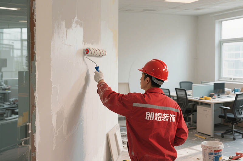 办公室装修乳胶漆滚涂施工