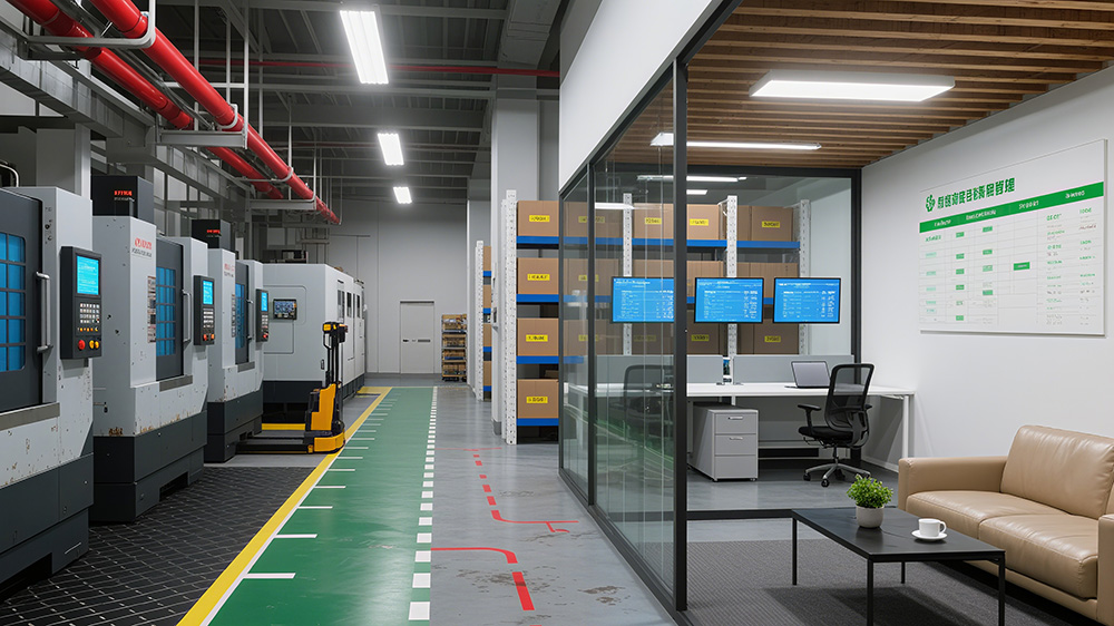 厂房生产区、仓储、办公区与休息区一体化布局