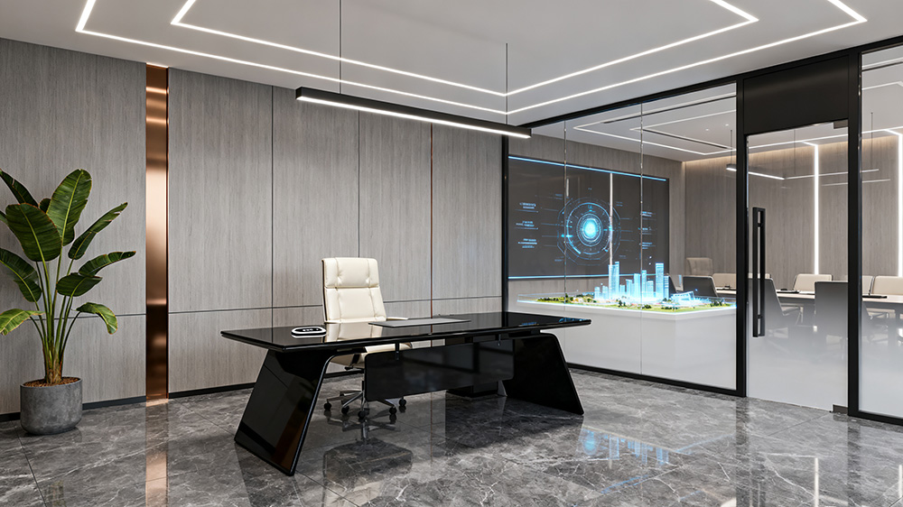 轻奢风和科技风办公室设计装修效果图
