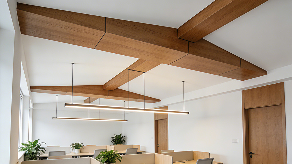 办公室顶面假梁吊顶造型装修做法参考图