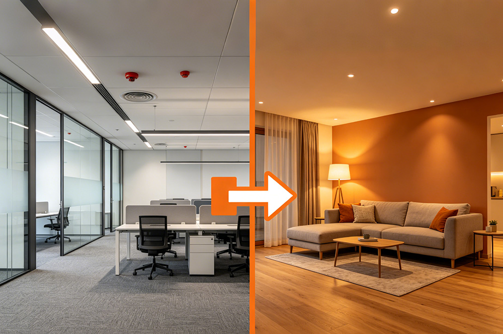 工装办公室与家装的区别