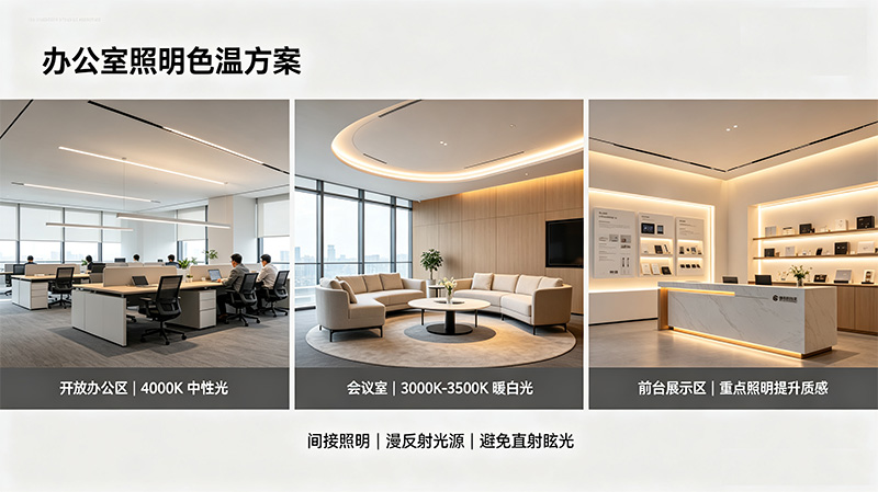 办公室各灯光分区域色温设计